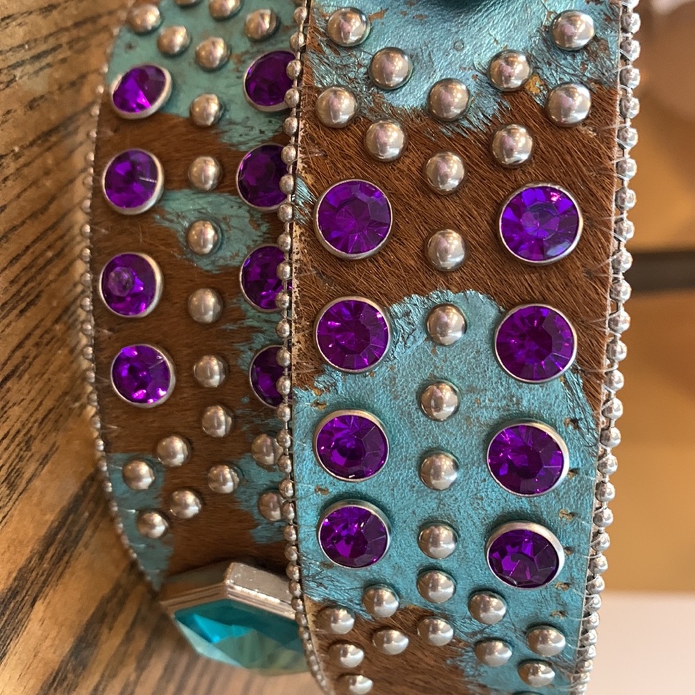 Embellished Turquoise Crystal Western Belt - Picture 7 of 8